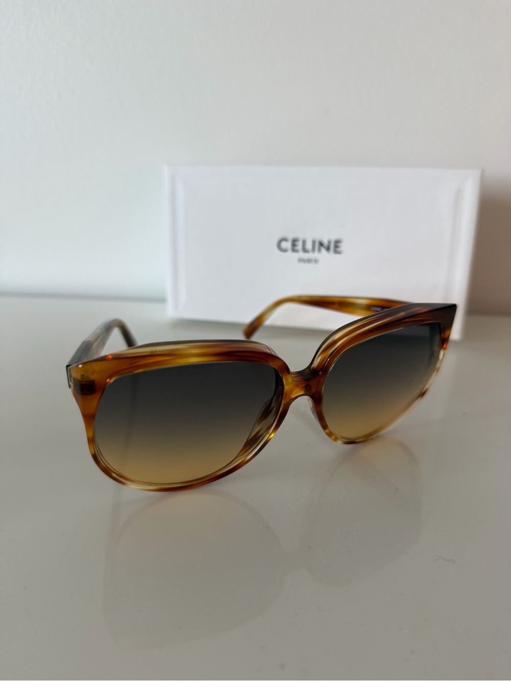 Celine Tortoiseshell Cat-Eye Sunglasses with Brown Gradient Lenses